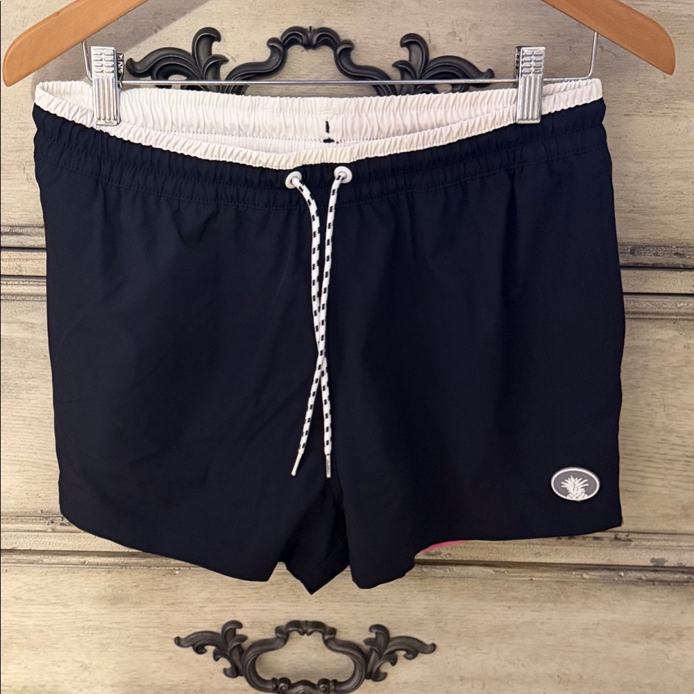 chubbies Black Swim Trunks with White Waistband